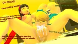 1boy 1futa 3d amagi_yukiko ass balls big_ass big_balls big_breasts big_butt big_penis blush breasts breasts_out cum cum_in_mouth cum_inside deepthroat dirty_talk fellatio functionally_nude functionally_nude_futanari functionally_nude_male futa_on_male futanari male nipples oral oral_creampie oral_penetration oral_sex penis penis_in_mouth persona teddie_(persona) teddit text theboobedone uncensored