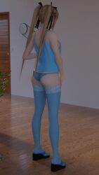 3d blue_panties blue_stockings daz3d daz_studio dead_or_alive female high_heel_sandals marie_rose panties petite small_breasts stockings takenofear