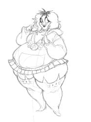 bbw emberlynn_pinkle emberlynn_pinkle_(human_form) helluva_boss huge_thighs obese obese_female sketch skirt tagme tagme_(artist) weight_gain wide_hips