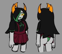 1girls ass blue_lipstick bronya_ursama color colored fangs female female_focus female_only full_color hiveswap homestuck lipstick makeup panties partially_clothed partially_clothed_female soldierexclipse solo solo_female suspender_skirt upskirt