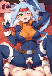 ai_generated ashe_(megaman_zx) missionary_position rockman rockman_zx_advent strap-on yuri