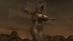 3d 3d_(artwork) alien alien_girl alien_humanoid asian asian_female bodypaint breasts crucifixion female female_focus giant_ass giant_breasts giantess glowing_eyes large_ass large_breasts massive_ass massive_breasts massive_butt massive_thighs nude nude_female original original_character ponytail red_body red_bodypaint red_skin silver_body silver_bodypaint silver_hair silver_skin superheroine thick_ass thick_butt thick_hips thick_thighs thighs ultraman_(franchise) ultrawoman yoidore