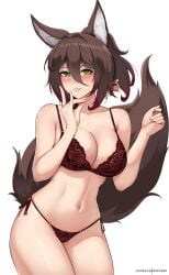 1girls absurd_res animal_ears animal_tail bra female_focus female_only female_solo green_eyes hi_res hioyami honkai:_star_rail huge_breasts lingerie long_hair panties seductive_look solo solo_female tingyun_(honkai:_star_rail) underwear voluptuous voluptuous_female woman