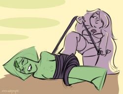 2016 2girls amethyst_(steven_universe) bondage cartoon_network digital_media_(artwork) femdom femsub iseenudepeople peridot_(steven_universe) steven_universe tagme