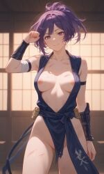 ai_generated crotch ninja nipple_slip open_clothes skimpy slutty_outfit yuzuriha_(jigokuraku)