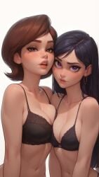 2girls ai_generated bra helen_parr meat_master panties the_incredibles violet_parr