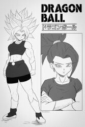 black_shorts breasts dragon_ball dragon_ball_super female full_body hair_ornament kale kale_(dragon_ball) large_breasts legs miniskirt muscular not_porn shorts skirt solo