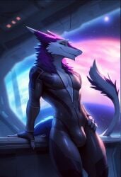 ai_generated bodysuit bulge male sergal