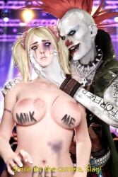 3d 3d_(artwork) bite_mark blender blender_(software) blender_cycles blonde_hair body_writing bruised juliet_starling ruined_makeup undead_h34d