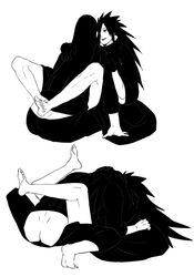 2boys monochrome multiple_boys naruto senju_hashirama simple_background tagme uchiha_madara yaoi