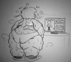 cellulite obese obese_male sweating tagme tagme_(artist) wii wii_fit