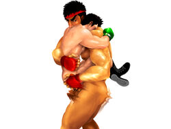 2boys abs anal anal_penetration anal_sex ass bara black_hair bouncing_balls boxing_gloves completely_nude crossed_ankles fingerless_gloves gay gay_anal hair headband human little_mac male male_only motion_blur multiple_boys multiple_males muscle muscles naked_boots nintendo nude pecs penis punch-out!! punch_out ryu_(street_fighter) saliva short_hair size_difference steam street_fighter suspended_congress sweat testicles thrusting_into_ass white_background yaoi