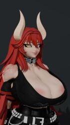 Arms Behind Back, Big Areola, Breasts Peeking Out Of Shirt, Dragon Girl