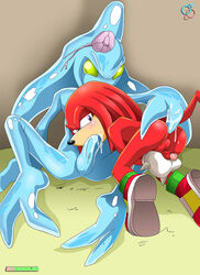 anthro chaos_(sonic) furry gay knuckles_the_echidna male_only rear_deliveries slime sonic_(series)