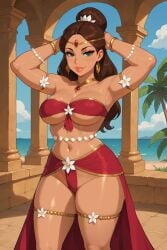 ai_generated armlet circlet dancer dancer_outfit exotic_dancer female flower harem_outfit jewelry ocean ornament pearls rgomez007 shrine stable_diffusion temple