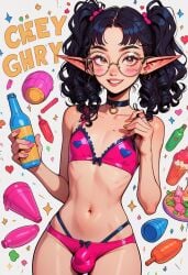 1boy 1femboy 2025 ai_generated balls belly bikini bikini_bottom bikini_top blush bulge choker crossdressing curly_hair eyebrows eyelashes femboy feminine_male frilled_bikini frilled_bikini_top girly glasses looking_at_viewer male navel palmaxx169 pink_bikini pink_bikini_bottom pink_bikini_top pointy_ears round_glasses simple_background smile smiling solo standing testicles trap twintails white_background