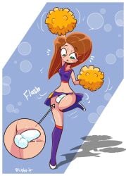 1futa accidental_exposure accidental_flashing blightstar brown_hair bulge cheerleader flashing futa_only futanari intersex kim_possible kimberly_ann_possible one_leg_up penis penis_in_panties pom_poms skirt_lift solo suprised tagme tight_underwear upskirt zoom_in