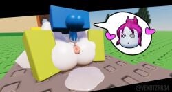 1boy 1girls 3d anus ass balls cum female guest_(roblox) looking_pleasured male mating_press noob outdoors penis pussy roblox robloxian tagme thighs twitter_username vaginal_penetration vekotz watermark