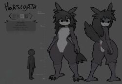 1boy1girl absurd_res anthro anthro_female anus ass avian avian_feet avian_humanoid balls belly belly_button big_ass big_ass_(female) big_female bird_feet bird_humanoid bird_legs bird_tail black-haired_female black_body black_eyes black_feathers black_fur black_tail bsky_link buttocks character_bio character_name character_sheet clawed_feet clawed_fingers claws color_palette english_text feathered_tail female female_anthro flat_chest from_behind_view front_view furry furry_ass furry_breasts furry_female furry_pussy furry_tail grey_belly grey_face hair_feathers harsigeth_(tpaktop) height_chart height_comparison height_difference hi_res highres large_female larger_anthro larger_female long_hair long_hair_female presenting presenting_anus presenting_pussy pussy roblox roblox_avatar robloxian russian_text shadowed_face simple_background simple_coloring simple_shading size_comparison size_difference small_breasts smaller_human smaller_male spiky_hair standing tail tail_feathers tail_raised tail_tuft talons testicles thick_thighs tpaktop weight_difference wide_thighs