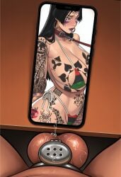 1girls absurd_res absurdres ai_assisted ai_generated asian_female black_hair blacked_tattoo bnwo breasts cellphone chastity_cage collar eyeshadow facial_markings female grey_eyes high_resolution highres huge_ass huge_breasts large_ass leash leash_and_collar leash_pull lipstick locked_up long_hair makeup marked marvel micro_bikini phone precum precum_drip psylocke psylocke_(marvel_rivals) qos qos_tattoo queen_of_spades race_traitor raceplay raleu10 sissy sissygasm slave solo solo_female solo_focus tattoo tattoo_on_arm tattoo_on_belly tattoo_on_breast tattoo_on_butt tattoo_on_chest tattoo_on_legs tattooed_arm tattoos thick_ass thick_thighs