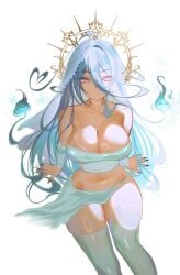 1girls adult adult_female ahoge antenna_hair arm_support bare_arms bare_belly bare_chest bare_hands bare_hips bare_navel bare_shoulders bare_skin bare_thighs belly belly_button bewitching_thighs big_breasts big_breasts black_fingernails black_nail_polish black_nails blank_expression blank_eyes blank_stare blue_eyebrows blue_hair blue_hair_female breasts busty busty_female busty_girl child_bearing_hips cleavage clothes collarbone curvaceous curvaceous_body curvaceous_female curvaceous_figure curvaceous_hips curvy curvy_body curvy_female curvy_figure curvy_hips digital digital_art digital_drawing digital_drawing_(artwork) digital_media digital_media_(artwork) emotionless exposed_arms exposed_belly exposed_chest exposed_hips exposed_navel exposed_shoulders exposed_skin exposed_thighs eyebrows_visible_through_hair female female_focus female_only fertile_hips fingernails fingers groin hair_between_eyes hair_over_one_eye high_resolution highres hourglass_figure huge_boobs huge_breasts knee_up knees large_boobs large_breasts lean_figure legwear long_hair looking_up looking_up_at_viewer mature mature_female midriff nail_polish nails narrow_waist navel neutral_expression original original_art original_artwork original_character parted_bangs pink_eyes pink_eyes_female plump_breasts s7nsles shoulders simple_background slender_body slender_waist slim_waist solo stockings thick_thighs thigh_highs thighhighs thighs upper_body veil very_long_hair very_long_hair_female white_background white_clothes white_legwear white_stockings white_thigh_highs white_thighhighs wide_hips