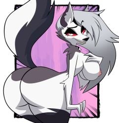1girls anthro ass big_ass big_breasts breasts canine child_bearing_hips demon demon_girl ear_piercing ears female furry goth goth_girl grey_body grey_fur grey_hair grimphantom hellhound helluva_boss huge_ass huge_breasts long_hair looking_at_viewer loona_(helluva_boss) naked naked_female notched_ear nude nude_female red_sclera smile smiling_at_viewer spiked_collar tail thick_thighs thighhighs thighs two_tone_body two_tone_fur two_tone_tail white_eyes white_fur wolf wolf_girl