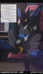 anal anal_sex anthro autofellatio black_body blue_body blue_penis breath caught_in_the_act churro_(foxykero) dildo dildo_in_ass dildo_insertion fellatio genitals hi_res livestream looking_pleasured male mantled_beast masturbation object_in_ass oral oral_masturbation pawpads paws penetration penile penile_masturbation penis sex sex_toy sex_toy_in_ass sex_toy_insertion solo stream_chat streaming_setup visor yellow_eyes zeiro
