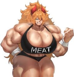 1girls breasts female huge_breasts muscular muscular_female onotsu orange_hair sweat sweaty sweaty_body zesty_(zestyjesus) zestyjesus