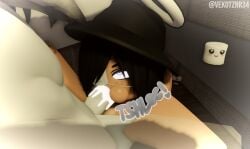 1boy 1girls 3d blowjob blowjob_face breasts cleavage cum cum_in_mouth female male nude onomatopoeia oral penis roblox robloxian tagme twitter_username vekotz watermark