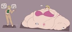 ... 1girls askora blob blonde_hair bra donut doughnut english_text fat fat_female fat_fetish female immobile obese obese_female original original_character pink_bra ssbbw weight_gain