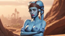 3d 3d_(artwork) aayla_secura ai_generated desert star_wars tagme twi'lek
