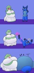 bbw big_breasts breasts cleavage female furry gardevoir huge_breasts lucario overweight pokemon pokemon_(species) tagme teaset_haliley thick_thighs weight_gain wide_hips