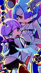 2boys anal_beads ass ass_crack black_clothing blue_eyes blue_hair brother bulge choker commentary_request defeated dildo femboy haoda1ke helpless holding_hands looking_at_viewer panty_&_stocking_with_garterbelt pink_hair polyester_(psg) polyurethane_(psg) red_eyes sex_toy siblings tagme tears white_clothing wings