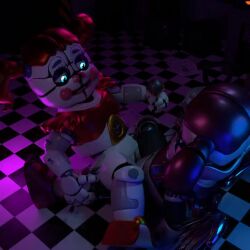 3d 3d_animation accurate_art_style blue_eyes circus_baby circus_baby_(fnaf) female five_nights_at_freddy's five_nights_at_freddy's:_sister_location lesbian_sex looping_animation microphone pussy robot robot_girl robot_humanoid scissoring spread_legs tagme tribadism twintails vagina vesperisonline video yuri