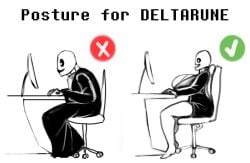 2d 2d_(artwork) adlc01 big_breasts breasts chair computer computer_monitor correct_gaming_posture_(meme) deltarune fem_gaster female gaster genderswap_(mtf) male meme pc rule_63 side_view sketch sweater table tagme text transformation turtleneck turtleneck_sweater undertale undertale_(series) white_background