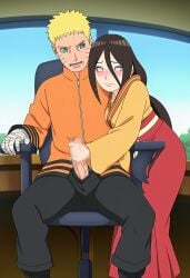 1boy1girl accurate_art_style affair ai_generated at_work blush boruto:_naruto_next_generations breasts brother_in_law_and_sister_in_law brown_hair caught_off_guard cheating cheating_husband duo_focus female handjob hokage hokage_office holding_penis hyuuga_hanabi indoors jacket kimono kneeling long_hair lovers male male/female naruto naruto_(series) office office_chair pants penis penis_grab penis_out ponytail sitting skirt straight uncensored uzumaki_naruto very_long_hair yellow_hair