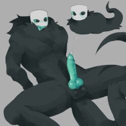 1boy 2d bean black_body blush cum die_of_death_(roblox) doodle grey_background hard_penis knotted_penis male male_only naked penis pursuer_(die_of_death) roblox roblox_game robloxian self_upload sexmaster99 spread_legs tagme tail teeth tongue_out white_head