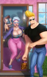 after_sex big_ass big_breasts blush blush bunny_bravo cameltoe cameltoe_leggings carl_chryniszzswics cartoon cartoon_character cartoon_network caught cleavage clothed_female_nude_male fanart freckled_breasts johnny_bravo johnny_bravo_(series) jojobanks kiss_mark leggings lipstick lipstick_mark older_female older_female_and_younger_male short_hair smile smiling sunglasses sweat sweatdrop sweating thick thick_ass thick_legs thick_thighs transparent_clothing transparent_top veiny_breasts voluptuous voluptuous_female waving wet wet_pussy white_hair