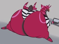 1boy 2d 2d_artwork ass ass ass_focus big_ass big_butt butt_focus clothing computer distracted eyewear furry furry_male furry_only giant_ass giant_butt glasses huge_ass huge_butt hyper_ass hyper_butt insects large_male male male_only megacoolbear megacoolbear_(artist) no_genitals no_sex nonhuman on_stomach overweight_male pokemon pokemon_(species) scolipede short_tail solo solo_male striped_clothing tail thick_thighs thighs underwear using_computer