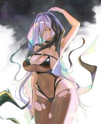 1girls adult adult_female arm_above_head arm_up armpit armpit_crease armpit_peek armpits belly belly_button bewitching_thighs big_breasts big_breasts black_choker black_fingernails black_nail_polish black_nails blank_expression blank_eyes blank_stare breasts brown_legwear brown_pantyhose brown_stockings brown_tights busty busty_female busty_girl child_bearing_hips choker cleavage collarbone curvaceous curvaceous_body curvaceous_female curvaceous_figure curvaceous_hips curvy curvy_body curvy_female curvy_figure curvy_hips digital digital_art digital_drawing digital_drawing_(artwork) digital_media digital_media_(artwork) elbows emotionless eyebrows_visible_through_hair female female_focus female_only fertile_hips fingernails fingers groin hair_between_eyes hairless_armpits half-closed_eyes hand_above_head hand_up high_resolution highres hourglass_figure huge_boobs huge_breasts large_boobs large_breasts lean_figure legwear long_hair looking_at_viewer mature mature_female midriff nail_polish nails narrow_waist navel neutral_expression original original_art original_artwork original_character pantyhose plump_breasts purple_eyebrows purple_hair purple_hair_female ripped_legwear ripped_pantyhose ripped_stockings ripped_tights s7nsles shaved_armpits shoulders simple_background slender_body slender_waist slim_waist solo standing stockings thick_thighs thighs tights torn_legwear torn_pantyhose torn_stockings torn_tights upper_body veil very_long_hair very_long_hair_female wide_hips yellow_eyes yellow_eyes_female