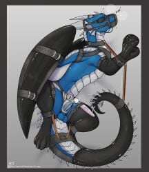absurd_res arti-ramon back_spikes belly belt binder_(restraint) blue_body bodily_fluids bondage bondage bondage_gear bondage_gloves bound chastity_cage chastity_device cheek_frill cheek_spikes cheek_tuft clothing collar cuff_(restraint) cum_while_chaste digital_media_(artwork) dildo dragon dripping erection european_mythology eye_mask facial_hair facial_spikes facial_tuft feral feral_bondage genital_fluids genitals handwear head_crest hi_res highlights_(coloring) horn latex latex_bondage latex_clothing latex_legwear latex_tail_stocking latex_thigh_highs leg_bondage legwear letterbox male moustache mythological_creature mythological_scalie mythology penile penis precum restraints scalie sex_toy simple_background solo spiked_tail spikes spikes_(anatomy) strapped_in_dildo strapped_in_toy submissive submissive_male tail tail_bondage tail_tied thigh_highs toy_in_ass tuft vibrator vibrator_on_penis western_dragon white_belly white_horn wings ws5000