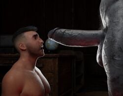 2boys 3d backlighting balls blender boner brown_hair david_king dead_by_daylight fauxhawk_(hairstyle) gay grey_hair grey_skin hairy_chest hairy_male huge_balls huge_cock huge_cock huge_cock kazan_yamaoka large_cock large_dick large_penis looking_at_penis male male/male male_only open_mouth penis precum precum_drip precum_on_penis pubic_hair scar shocked shocked_expression size_difference the_oni_(dbd) thixxels