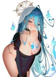 1girls adult adult_female ahoge antenna_hair arm_support big_breasts big_breasts black_clothes black_collar black_dress black_outfit black_thong black_topwear blue_eyebrows blue_hair blue_hair_female breasts busty busty_female busty_girl cleavage closed_mouth_smile clothes collar collarbone digital digital_art digital_drawing digital_drawing_(artwork) digital_media digital_media_(artwork) dress eyebrows_visible_through_hair female female_focus female_only ghosts hair_between_eyes halo head_tilt high_resolution highres horny horny_expression horny_eyes horny_female horny_smile hourglass_figure huge_boobs huge_breasts inguinal_crease inguinal_ligament large_boobs large_breasts lean_figure leaning_forward long_hair mature mature_female narrow_waist original original_art original_artwork original_character outfit parted_bangs pink_eyes pink_eyes_female plump_breasts s7nsles shoulders simple_background slender_body slender_waist slim_waist smile smiley_face smiling smiling_at_viewer smirk solo spirits standing star-shaped_pupils star_eyes thick_thighs thighs thong tilted_head tongue tongue_out topwear upper_body very_long_hair very_long_hair_female white_background wide_hips
