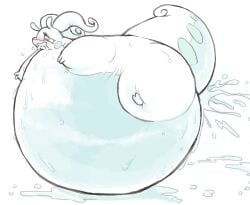 2017 belly big_belly feral generation_6_pokemon goodra huge_belly inflation molaveda nintendo pokemon pokemon_(species) solo spherical_inflation
