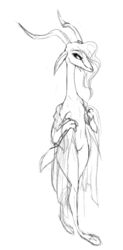 antelope anthro barely_visible_genitalia black_and_white clothing disney female flat_chest front_view full-length_portrait gazelle gazelle_(zootopia) hair horn long_ears long_neck looking_at_viewer mammal monochrome portrait pussy see-through see-through_clothing sheer_clothing simple_background sketch solo standing subtle_pussy translucent transparent_clothing undressing w4g4 white_background zootopia