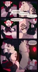 absurd_res albius_(sandaled_goose) anthro balls blush canid canine clothed clothed_anthro clothing comic detailed_background dialogue duo effects english_text fellatio femboy fox genitals green_eyes hi_res kissing knot knotted_penis male male/male male_penetrated male_penetrating male_penetrating_male mammal multiple_scenes muscular muscular_anthro muscular_male night nude oral penetration penile penis questionable_consent red_eyes sex sonofan speech_bubble text
