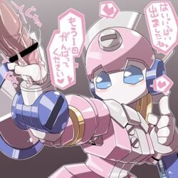 blue_eyes blush cum female lyrical_nurse male medarot nurse penis robot robot_girl