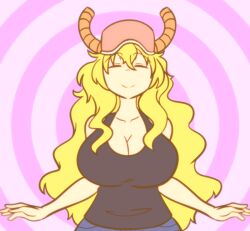 animated blonde_hair exposed_breasts flashing flashing_breasts gif hypnosis hypnotizing_viewer looking_at_viewer lucoa lucoa_(maidragon) mind_control miss_kobayashi's_dragon_maid quetzalcoatl_(dragon_maid) twistedgrim