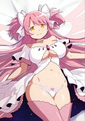 ai_generated big_breasts goddess long_hair madoka_kaname magical_girl mahou_shoujo_madoka_magica pink_hair puella_magi_madoka_magica thick_thighs thighhighs twintails ultimate_madoka very_long_hair voluptuous voluptuous_female yellow_eyes