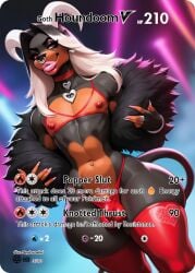 ai_generated anthro bimbo bimbo_anthro cerberuspup77926 collar femboy feminine_male goth goth_girl houndoom male male_only nogitsuneboi ownership playing_card pokemon pokemon_(species) pokemon_card pokemon_only pokephilia property sissy sissyfication slutty_outfit thick_thighs trading_card trainer training